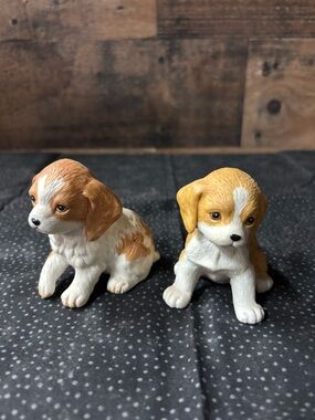 Brown and White Puppy Figurine Set - Small Pets Décor